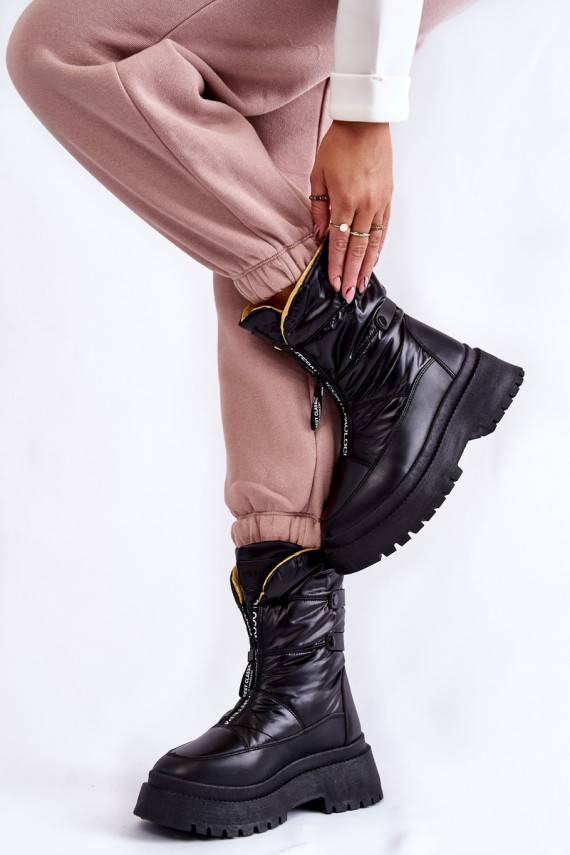    sniega apavi ar rāvējslēdzējiem melnas krāsas Moira