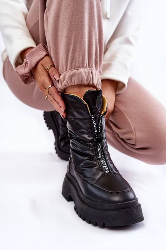    sniega apavi ar rāvējslēdzējiem melnas krāsas Moira