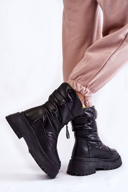    sniega apavi ar rāvējslēdzējiem melnas krāsas Moira