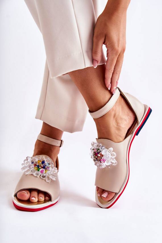     sandales ar ornamentiem smilšu krāsas Nevassa