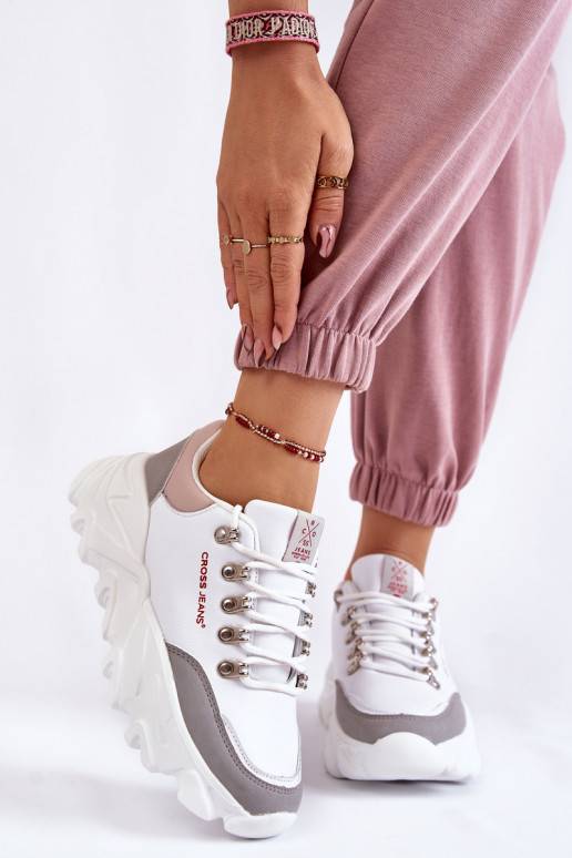   Sneakers modeļa apavi ar platformu Cross Jeans KK2R4071C baltas krāsas