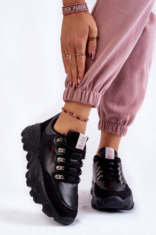   Sneakers modeļa apavi ar platformu Cross Jeans KK2R4073C melnas krāsas