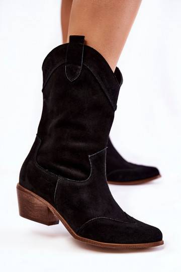 zamšādas garie zābaki Shoes melnas krāsas