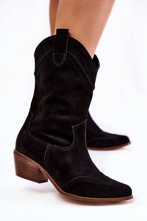 zamšādas garie zābaki Shoes melnas krāsas