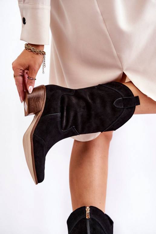 zamšādas garie zābaki   Shoes 3198 melnas krāsas