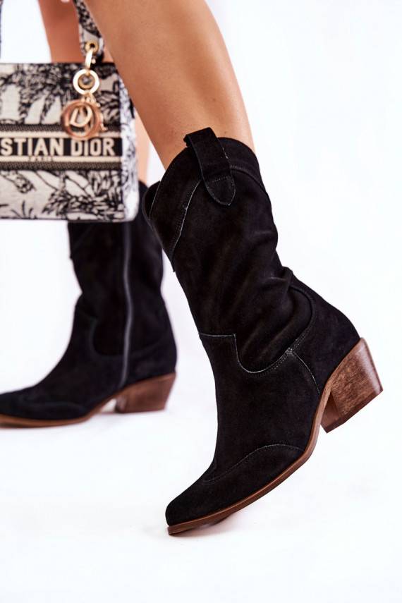 zamšādas garie zābaki   Shoes 3198 melnas krāsas