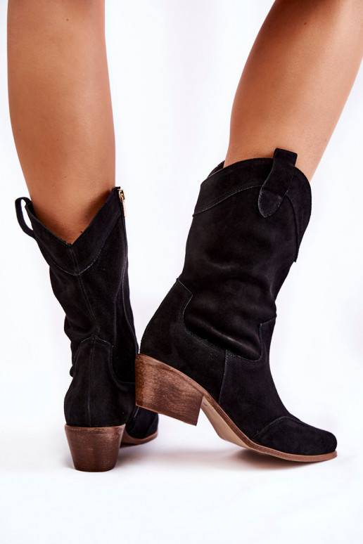 zamšādas garie zābaki   Shoes 3198 melnas krāsas