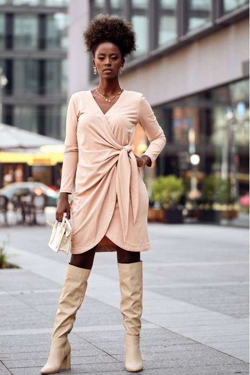 Kleita ar saboztu rakstu  smilškrāsas FK623 Kleita ar saboztu rakstu  smilškrāsas FK623