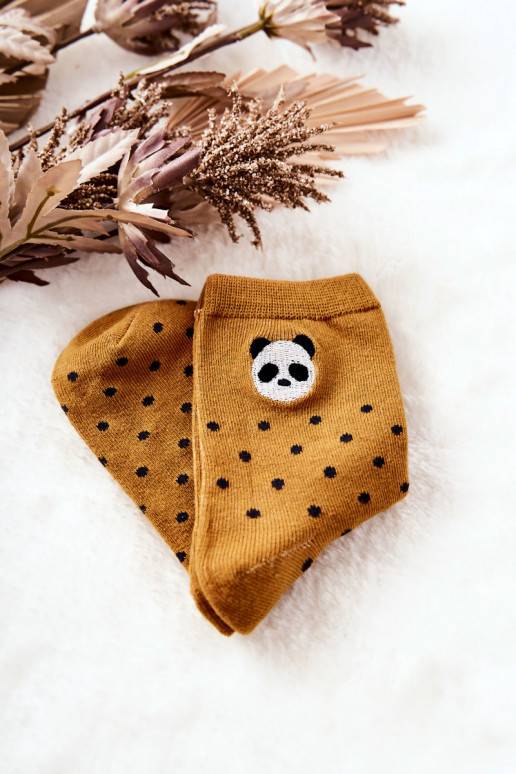 Bērnu apavi Skarpetki ar punktiņiem Panda Dzelteni