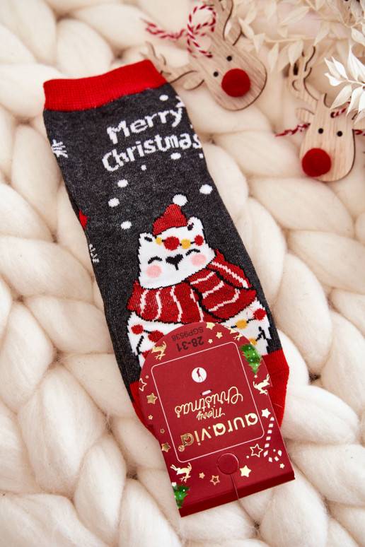 Bērnu apavi Skarpetki "Merry Christmas"  Pelēkas krāsas-sarkanas krāsas