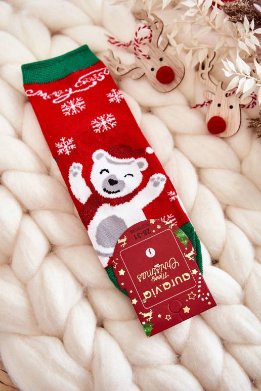 Bērnu apavi Skarpetki "Merry Christmas" Wesoły  sarkanas krāsas