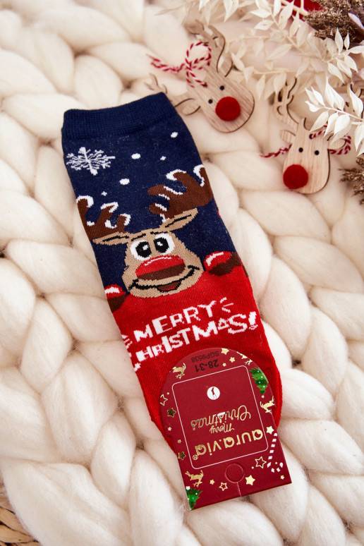 Bērnu apavi Skarpetki "Merry Christmas" Renifer Zilas krāsas-sarkanas krāsas