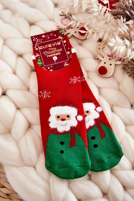 Bērnu apavi Termoaktywne Christmas Skarpety Santa Claus sarkanas krāsas