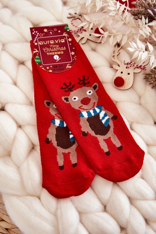 Bērnu apavi Termoaktywne Christmas Skarpety Renifer sarkanas krāsas