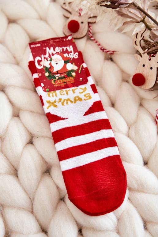 Bērnu apavi Christmas Skarpety ar svītrām Cosas Baltas-sarkanas krāsas