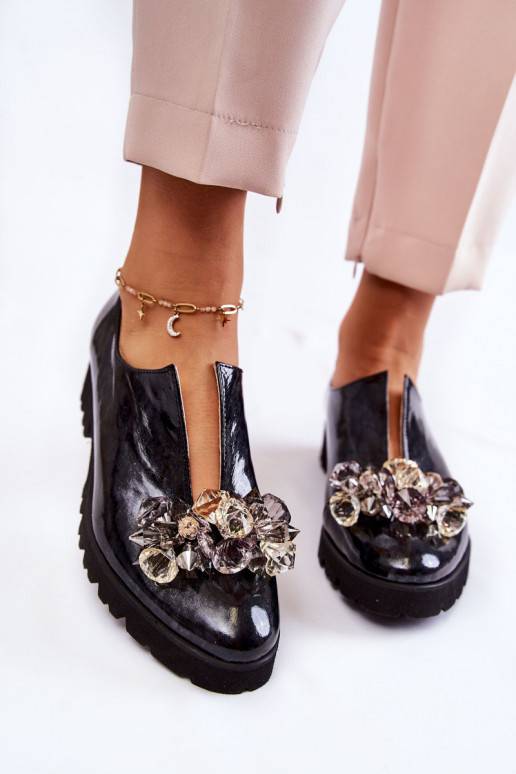 Eleganta stila Laque apavi ar ornamentiem -Pelēkas krāsas Cindy 