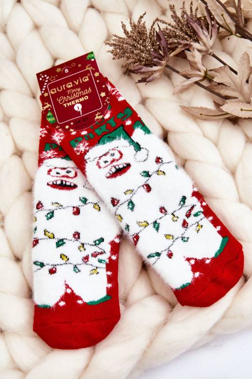 Bērnu apavi Christmas Kokvilnas zeķes Termoaktywne Yeti sarkanas krāsas