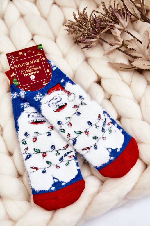 Bērnu apavi Christmas Kokvilnas zeķes Termoaktywne Yeti Zilas krāsas