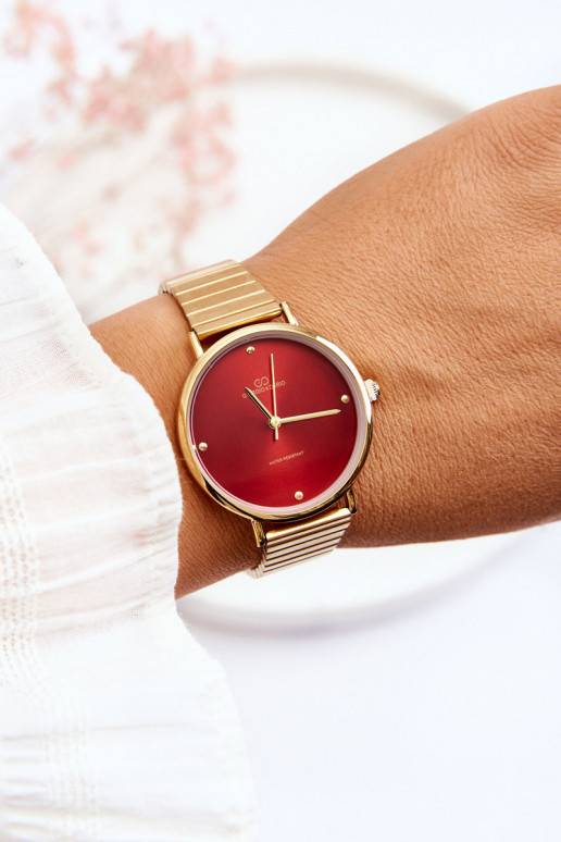  Wodoodporny Sieviešu pulkstenis  Giorgio&Dario Zelta krāsas-sarkanas krāsas