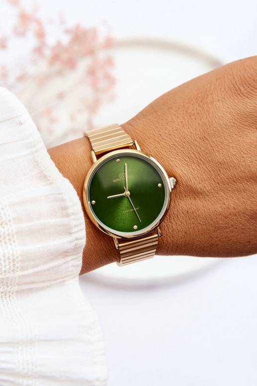  Wodoodporny Sieviešu pulkstenis  Giorgio&Dario Zelta krāsas-zaļas krāsas
