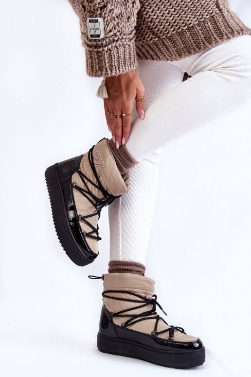   Stilīgasrnas sniega apavi šņorējami smilšu krāsas-melnas krāsas Carrios