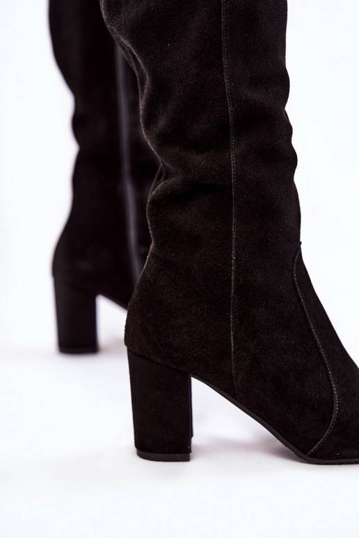 sieviešu garie zābaki zamšādas Laura Messi melnas krāsas 1415