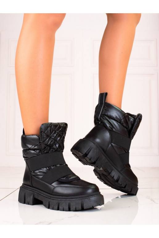 sniega apavi damskie Shelovet na grubej platformie Melnas krāsas