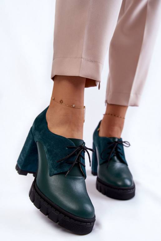 Stilīgasrnas zamšādasowo-  Sieviešu puszābaki ar platformu Zaļas krāsas Carisa