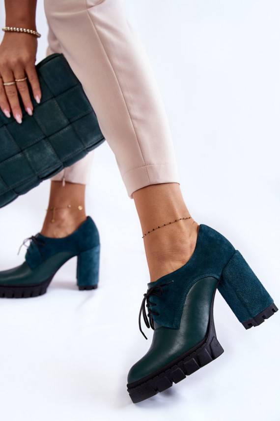 Stilīgasrnas zamšādasowo-  Sieviešu puszābaki ar platformu Zaļas krāsas Carisa