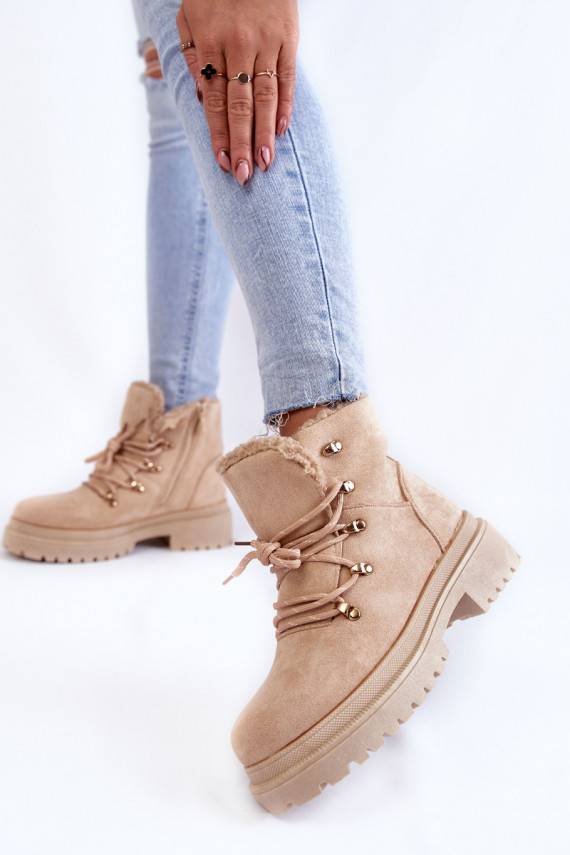   zamšādas Sieviešu puszābaki apavi smilšu krāsas Bellita