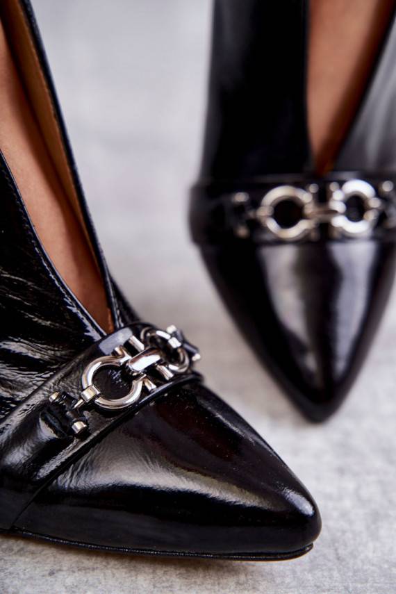   Sieviešu puszābaki ar papēdi  melnas krāsas 05262-01