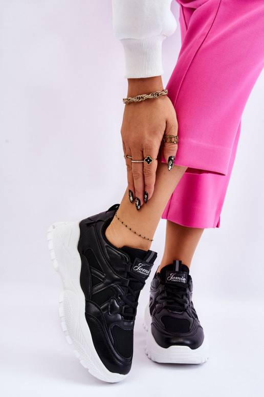 Klasiska modeļa Sneakers modeļa apavi ar platformu melnas krāsas Larec