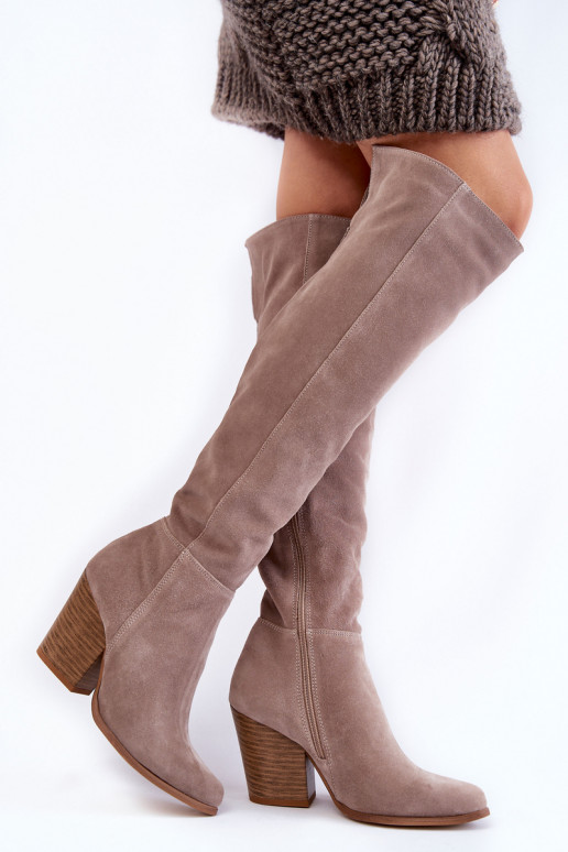 zamšādas garie zābaki garie apavi  2833 Pelēkas krāsas   zamšādas garie zābaki garie apavi  2833 Pelēkas krāsas