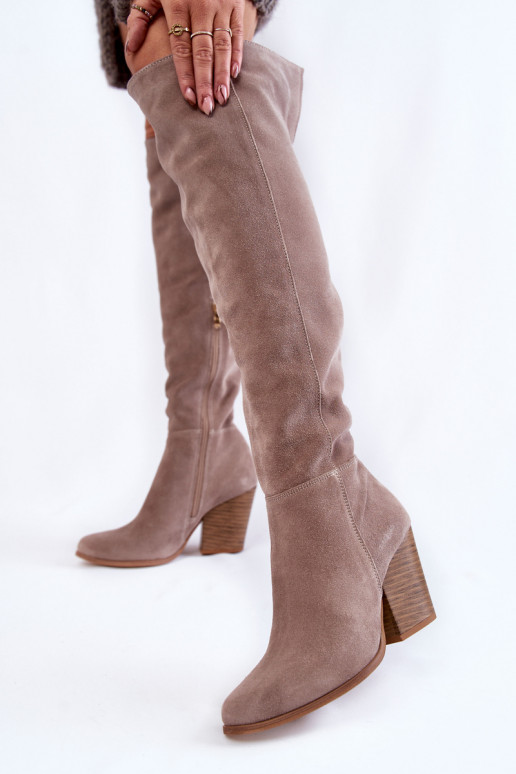 zamšādas garie zābaki garie apavi  2833 Pelēkas krāsas   zamšādas garie zābaki garie apavi  2833 Pelēkas krāsas