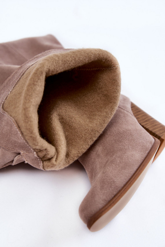   zamšādas garie zābaki garie apavi  2833 Pelēkas krāsas