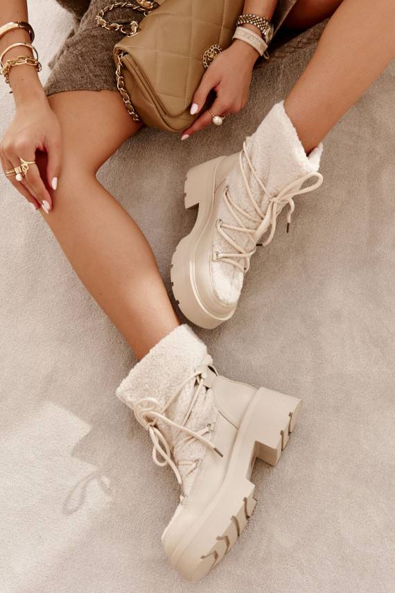   Sieviešu puszābaki sniega apavi ar siltinājumu smilšu krāsas Sanna