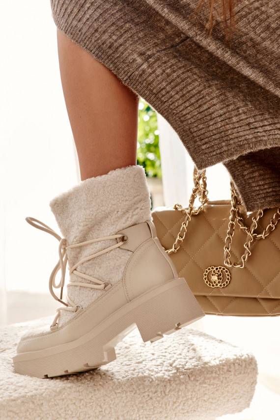   Sieviešu puszābaki sniega apavi ar siltinājumu smilšu krāsas Sanna