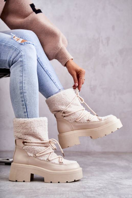   Sieviešu puszābaki sniega apavi ar siltinājumu smilšu krāsas Sanna