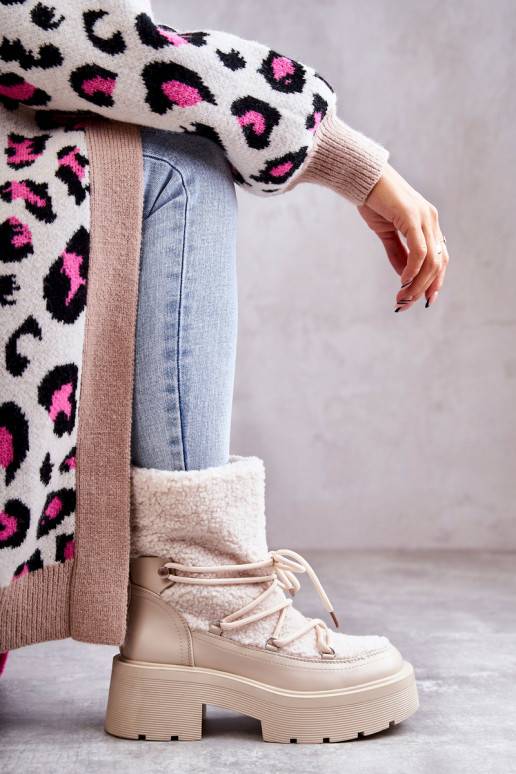   Sieviešu puszābaki sniega apavi ar siltinājumu smilšu krāsas Sanna