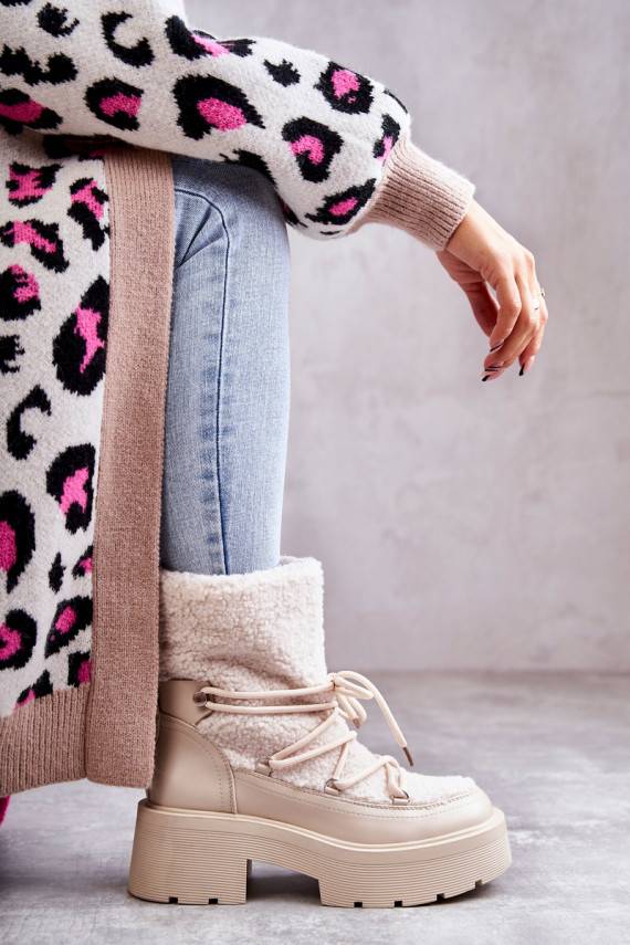   Sieviešu puszābaki sniega apavi ar siltinājumu smilšu krāsas Sanna