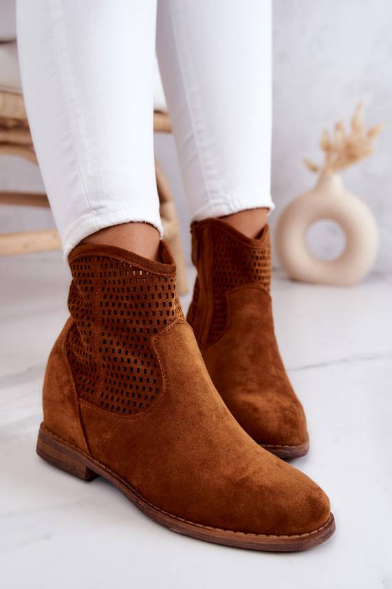 zamšādas   Sieviešu puszābaki  brūnas krāsas Solene