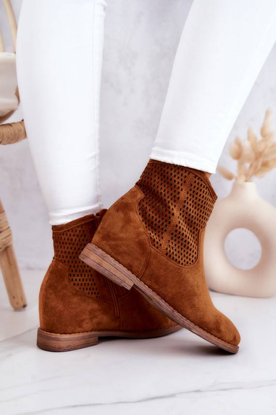 zamšādas   Sieviešu puszābaki  brūnas krāsas Solene