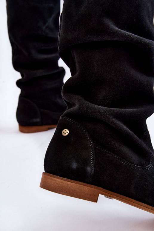   zamšādas garie zābaki līdz ceļiem  05790-01 melnas krāsas