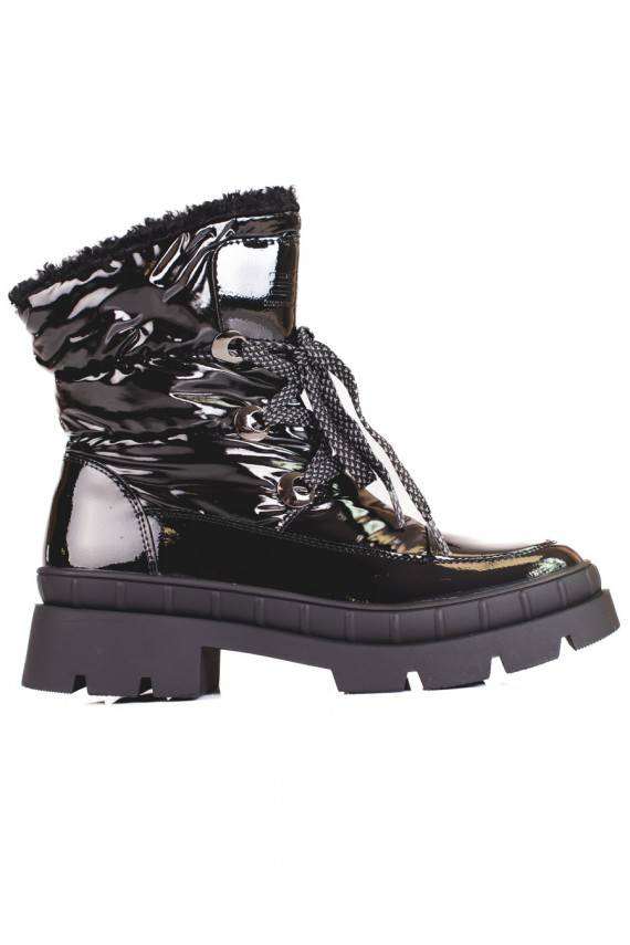 melnas krāsas Sieviešu sniega zābaki ar kažokādu Shelovet