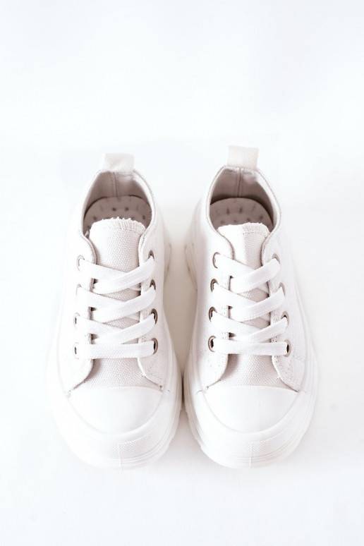 Bērnu brīvā laika apavi ar platformu baltas krāsas Travel Time