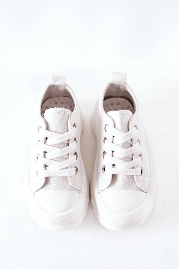 Bērnu brīvā laika apavi ar platformu baltas krāsas Travel Time