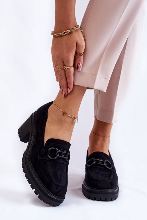   zamšādas apavi ar papēdi melnas krāsas Sanya