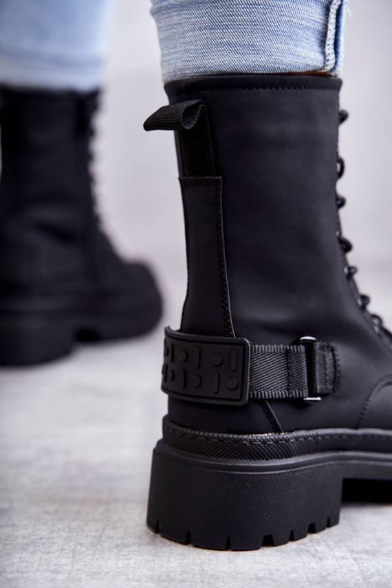   Sieviešu puszābaki siltināti ar rāvējslēdzējiem melnas krāsas Fabiola