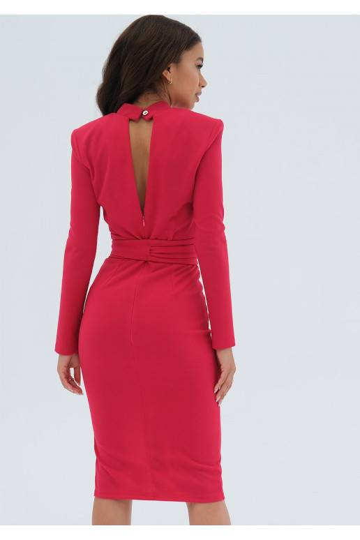 Lucia - eleganta midi garuma kleita rozā krāsā Lucia - eleganta midi garuma kleita rozā krāsā