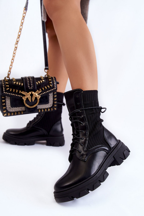   masīvi zābaki šņorējami melnas krāsas Marlissa